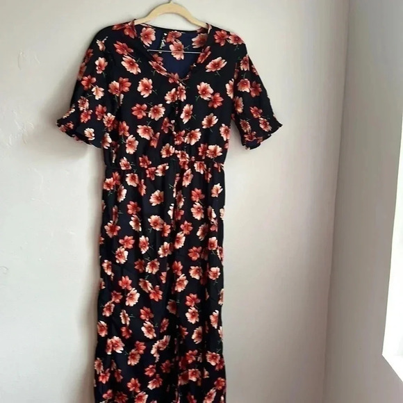 Influences Blue and Red Floral Dress Size 10 - Picture 1 of 14